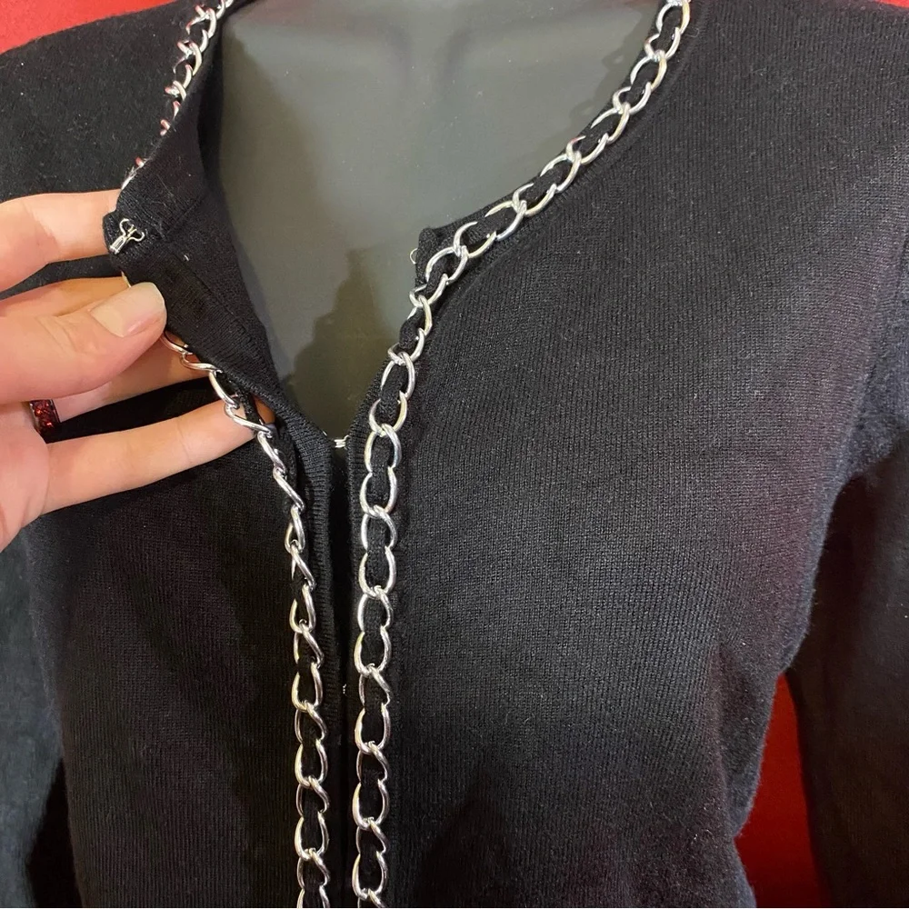 RED Black Chain-Embellished Women's Cardigan - Picture 4 of 6